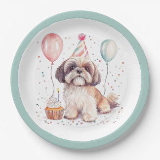 Assiettes En Carton Happy Birthday Shih Tzu Dogs Birthday Cake