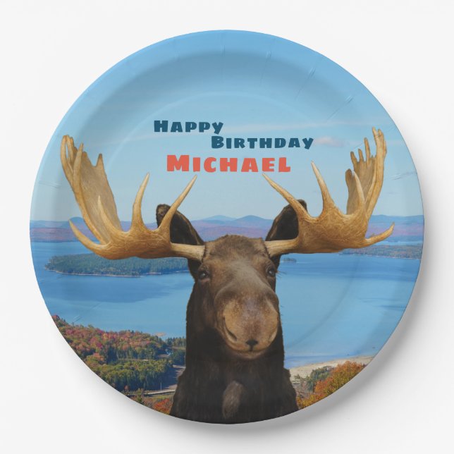 Assiettes En Carton Happy Birthday Wildlife Moose Paper Plates (Devant)
