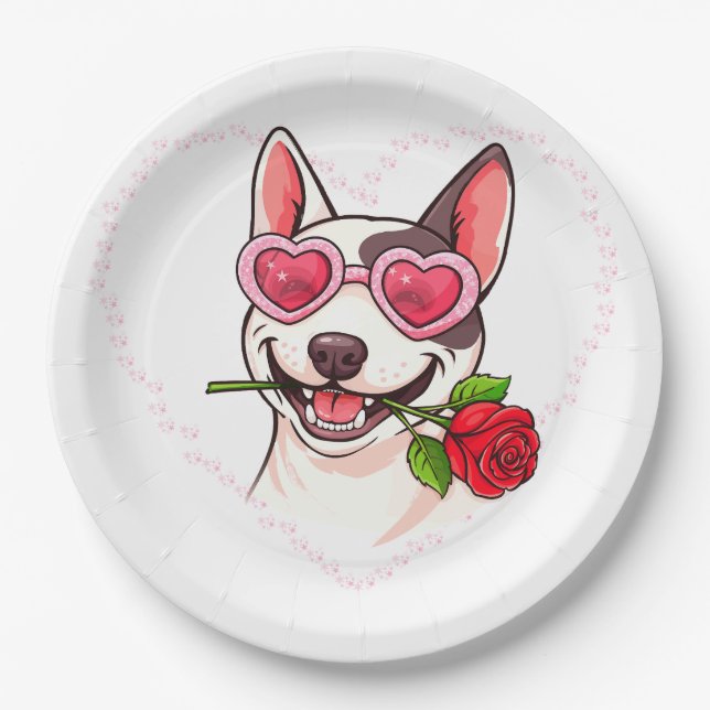 Assiettes En Carton Happy bull terrier (Devant)