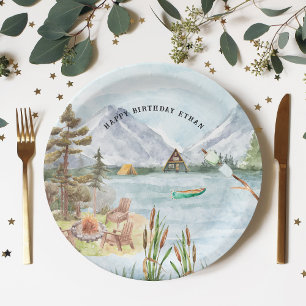 Assiettes En Carton Happy Camper   Camping fête d'anniversaire