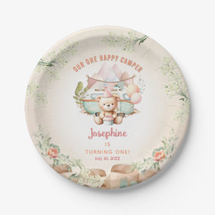 Assiettes En Carton Happy Camper Été 1er Anniversaire Fille