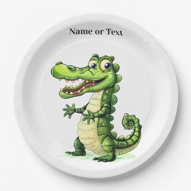 Assiettes En Carton Happy Cute Wild Crocodile Jungle Trees Beautiful (Devant)