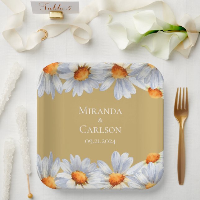 Assiettes En Carton Happy Daisy Mariage (Mariage)