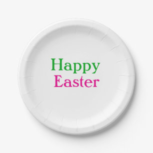 Assiettes En Carton Happy easter boho vert rose enfants ajouter nom ti