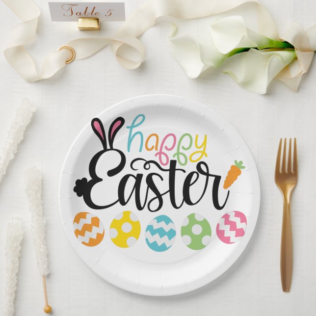 Assiettes En Carton Happy Easter Eggs (Mariage)