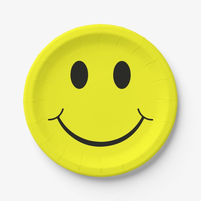 Assiettes En Carton Happy Face Graphic| Jaune (Devant)