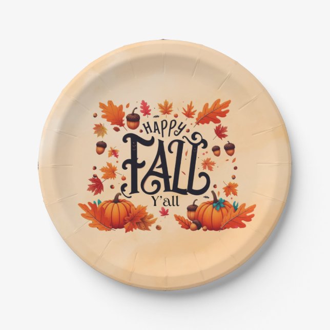 Assiettes En Carton Happy Fall Y'all classique (Devant)