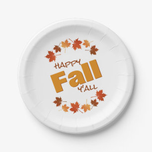 Assiettes En Carton happy fall y'all salutation automne feuilles de l'