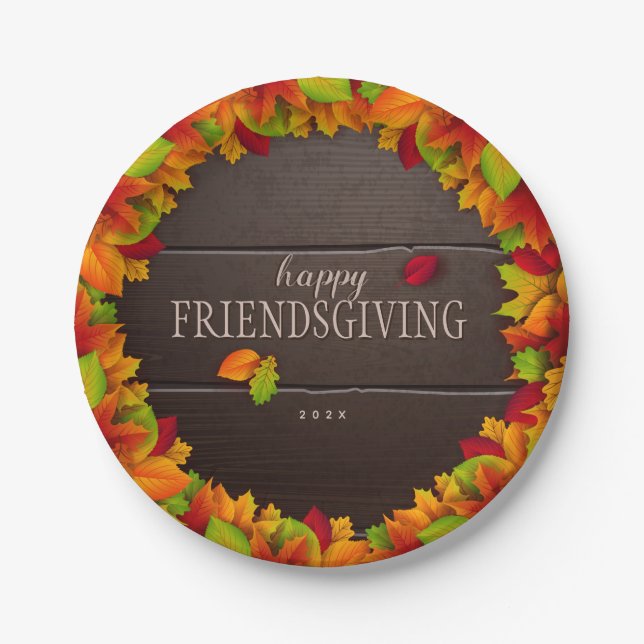 Assiettes En Carton Happy Friendsgiving Plaque papier personnalisée (Devant)