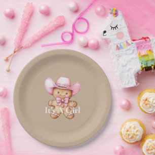 Assiettes En Carton Happy Gingerbread Baby shower Cowgirl