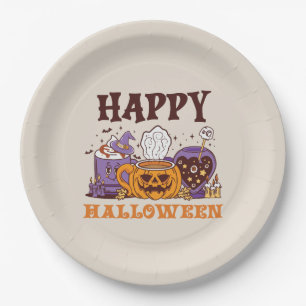 Assiettes En Carton Happy Halloween café brasse