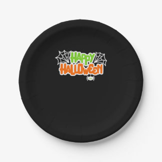 Assiettes En Carton Happy Halloween coloré mignon araignée Web