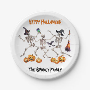 Assiettes En Carton Happy Halloween Dancing Skeletons