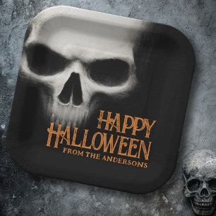 Assiettes En Carton Happy Halloween déplaisant crâne fantôme noir oran