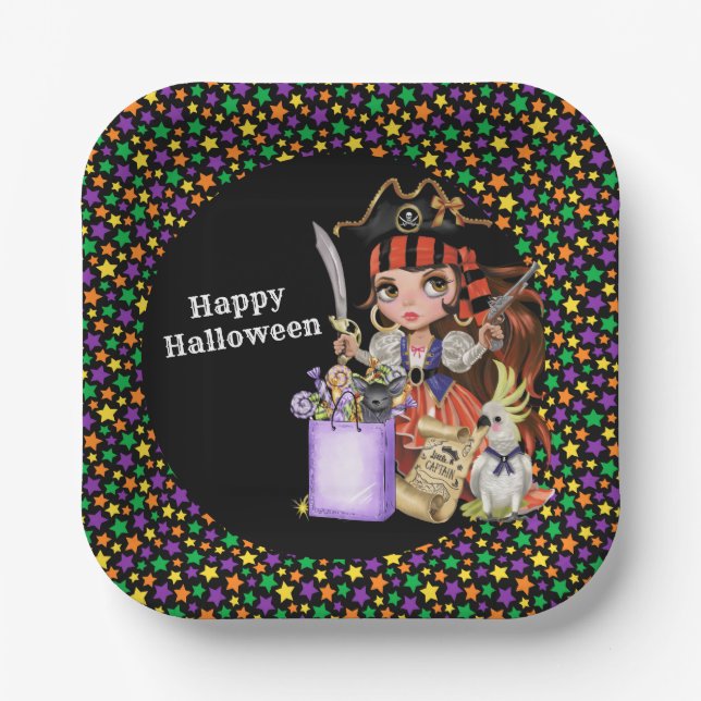 Assiettes En Carton Happy Halloween Habillez les plaques de papier (Recto)