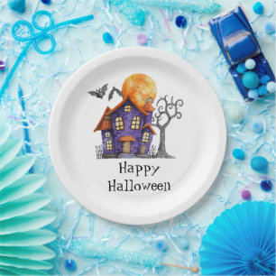 Assiettes En Carton Happy Halloween Haunted House Party