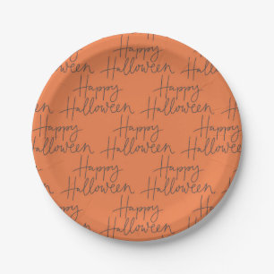 Assiettes En Carton Happy Halloween Orange & Gris Plaques de fête