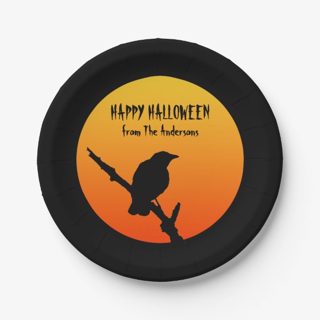 Assiettes En Carton Happy Halloween Plaque de papier Crow (Devant)