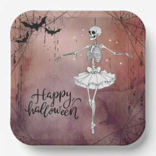 Assiettes En Carton Happy Halloween Squelette Ballerina Potion rouge