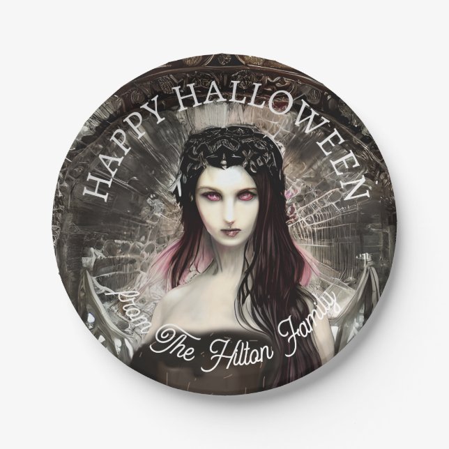 Assiettes En Carton Happy Halloween Steampunk Gothic Fallen Angel (Devant)