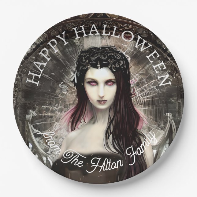 Assiettes En Carton Happy Halloween Steampunk Gothic Fallen Angel (Devant)