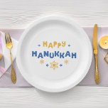 Assiettes En Carton "Happy Hanoukka" Amour et lumière<br><div class="desc">Design Hanoukka personnalisé et festif.</div>