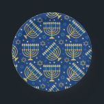 Assiettes En Carton Happy Hanoukka Jewish Star Menorah Blue Paper Plat<br><div class="desc">Heureux Hanoukka, Menorah, étoile juive, plaques en papier bleu.</div>
