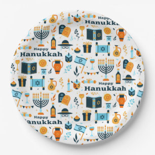 Assiettes En Carton Happy Hanoukka Plaque en papier