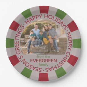 Assiettes En Carton Happy Holidays personnalisées photo et plaques de