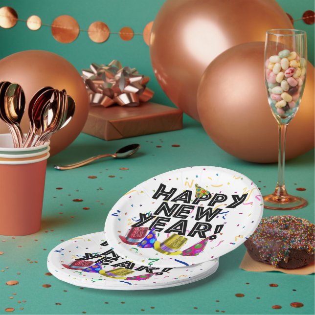 Assiettes En Carton Happy New Year Confetti New Years (Multi)