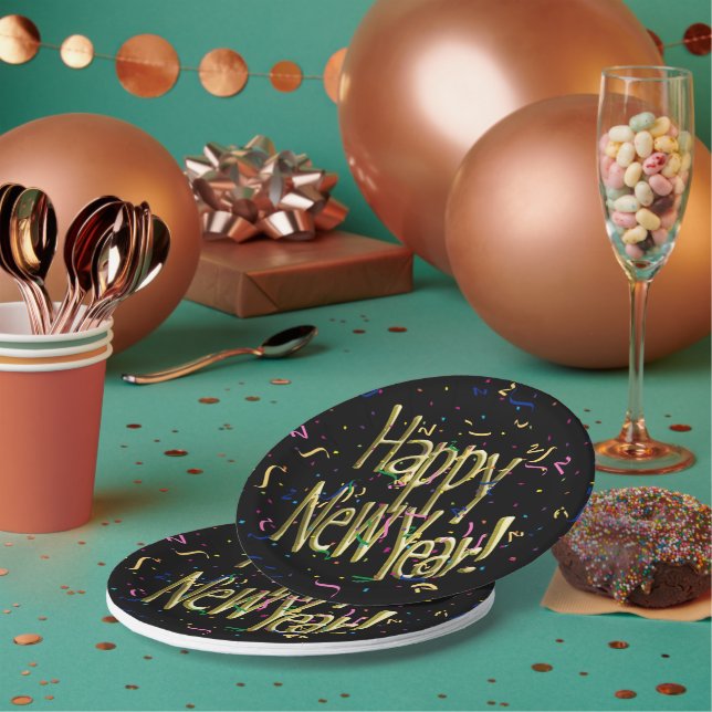 Assiettes En Carton Happy New Year Confetti New Years (Multi)