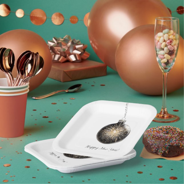 Assiettes En Carton Happy New Year Fireworks Ball (Multi)