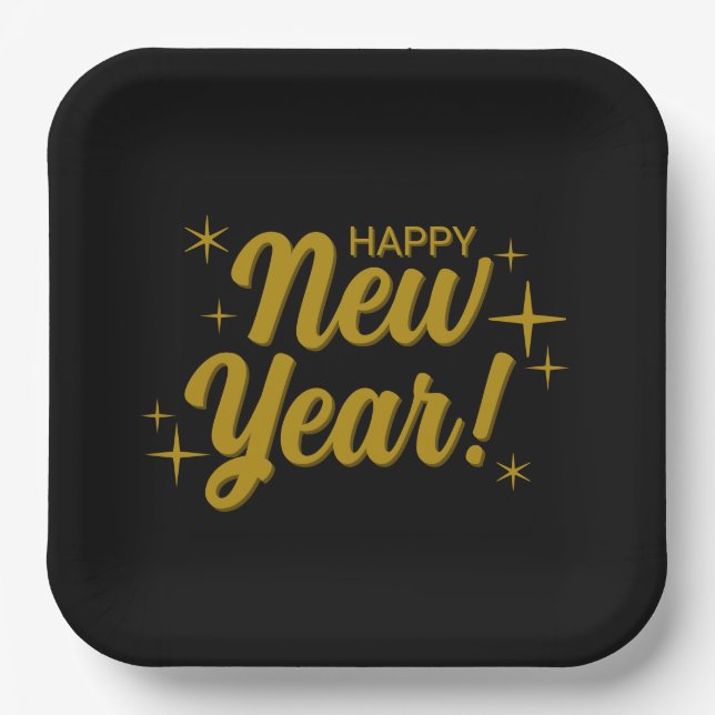 Assiettes En Carton Happy New Year Paper Plates (Recto)