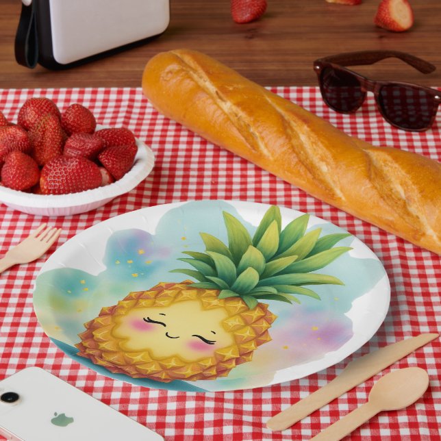 Assiettes En Carton Happy Pineapple Paper Plates (Pique-nique)