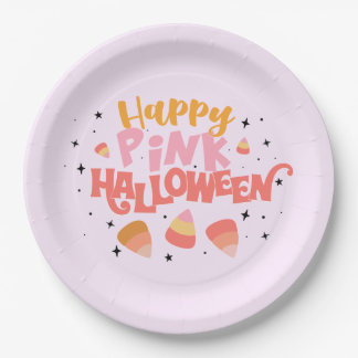 Assiettes En Carton Happy rose Halloween plaque papier