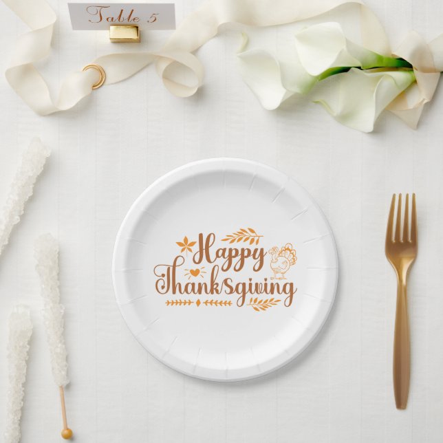 Assiettes En Carton Happy Thanksgiving (Mariage)
