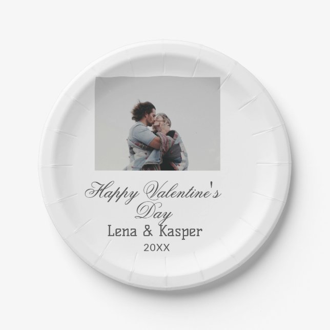 Assiettes En Carton Happy Valentine's day couple photo modern simple t (Devant)
