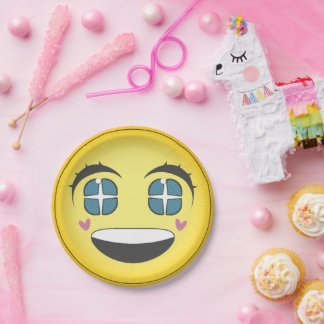 Assiettes En Carton Happy visage de anime