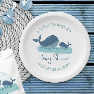 Assiettes En Carton Happy Whale Cute Baby shower plaque papier