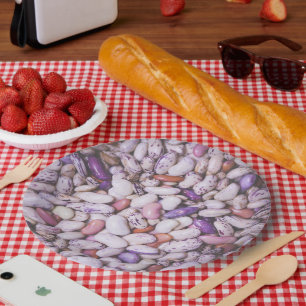 Assiettes En Carton Haricots cool blancs et violets brillants