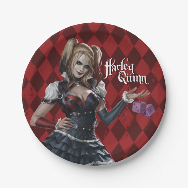Assiettes En Carton Harley Quinn Avec Dice Fuzzy (Devant)