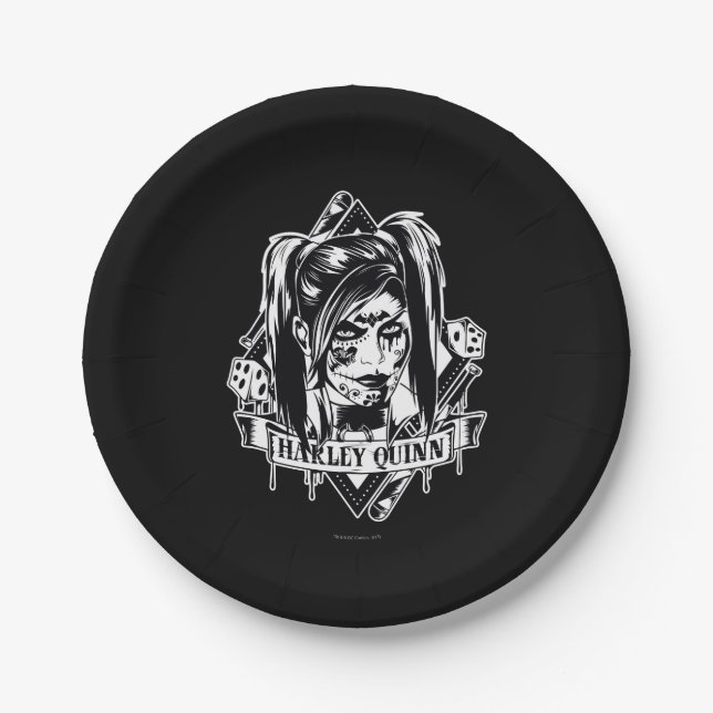 Assiettes En Carton Harley Quinn Badge (Devant)