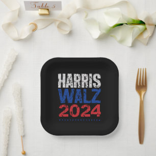 Assiettes En Carton Harris Waltz 2024 Élection Kamala Harris Tim Waltz