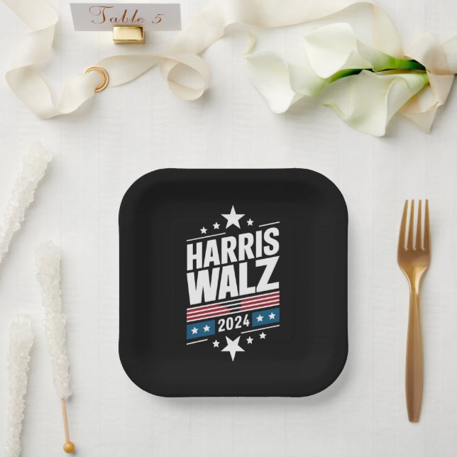 Assiettes En Carton Harris Waltz 2024 Kamala Harris Tim Waltz 2024 (Mariage)