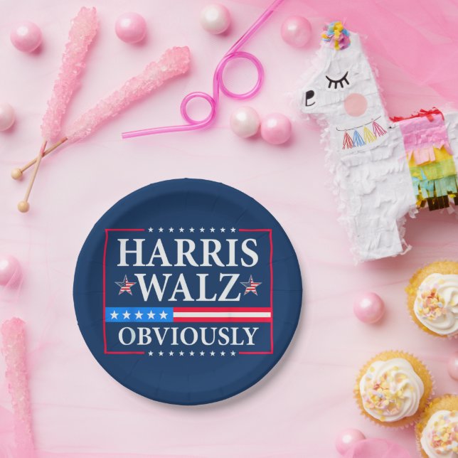 Assiettes En Carton Harris Walz 2024 Évidemment (Fête)