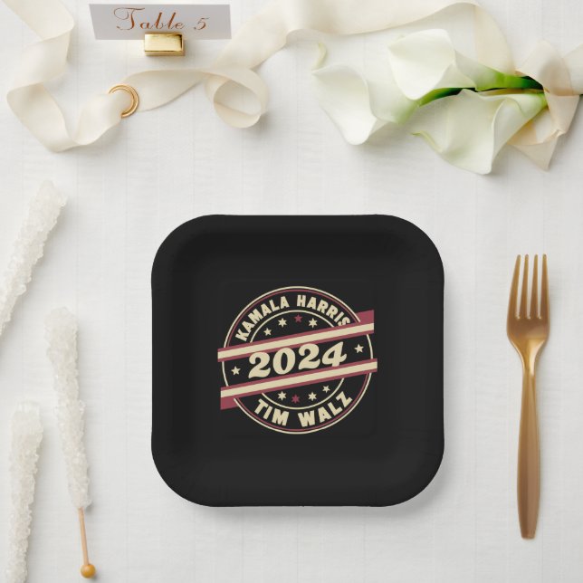 Assiettes En Carton Harris Walz 2024 pour le président Patriotic Kamal (Mariage)