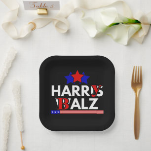 Assiettes En Carton Harris Walz 24 Harry Balz 2024 Mème Démocrates