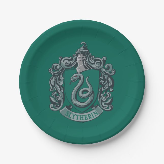 Assiettes En Carton Harry Potter | Blason de Serpentard Vert (Devant)