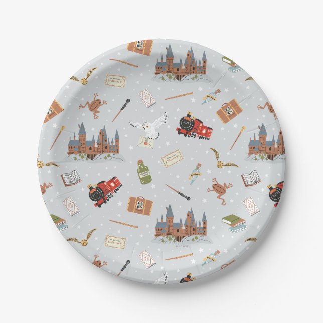 Assiettes En Carton Harry Potter Cartoon Hogwarts Pattern (Devant)