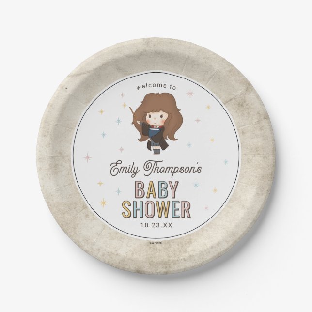 Assiettes En Carton Harry Potter Chibi Hermione Wizard Baby Shower (Devant)